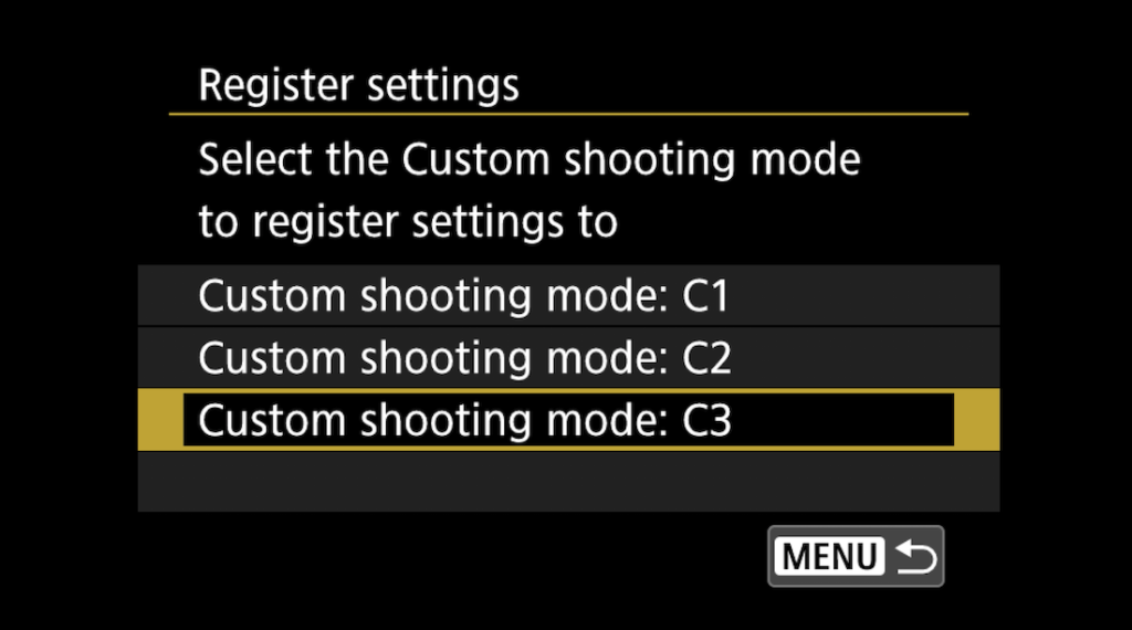 Canon R6 Custom Shooting Modes