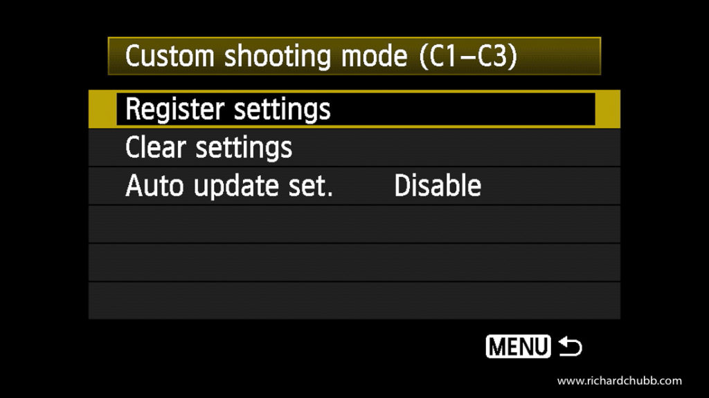 Custom Shooting Settings in a Canon DSLR