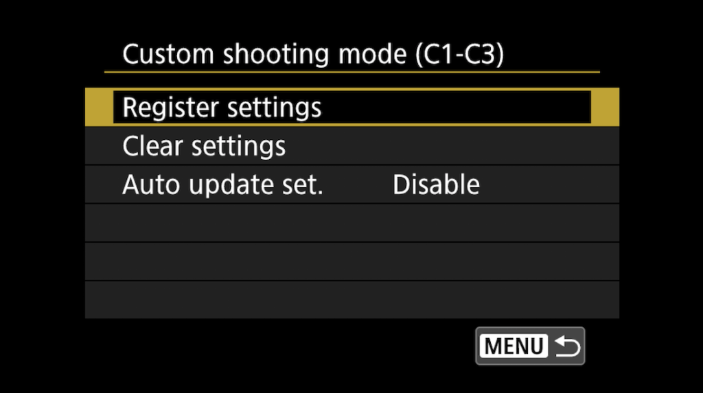 Canon R6 Custom Shooting Modes